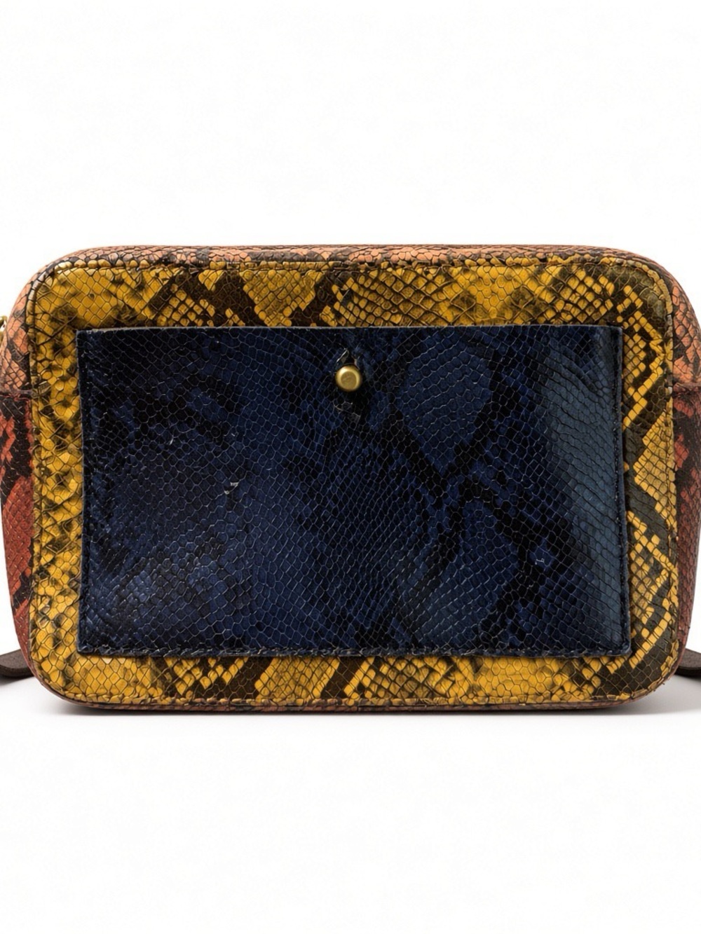 Madewell Yellow & Navy Snakeskin-Print Crossbody - Picture 1 of 16